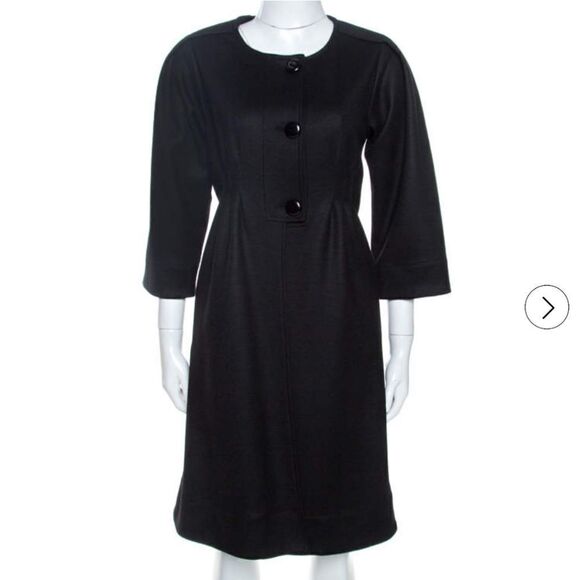 Diane Von Furstenberg Black Wool Dress Coat - Picture 1 of 9